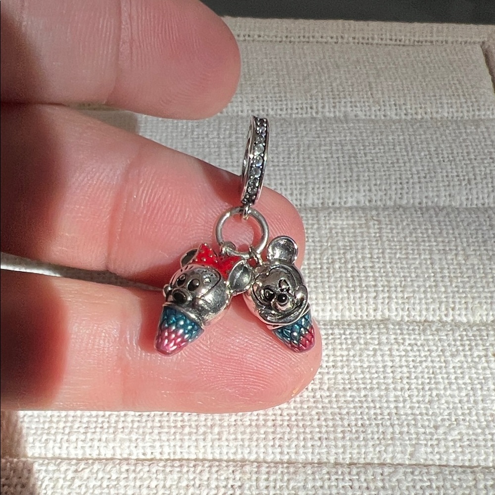 Mickey Mouse and Minnie Mouse Ice Cream Cones Dangle Charm